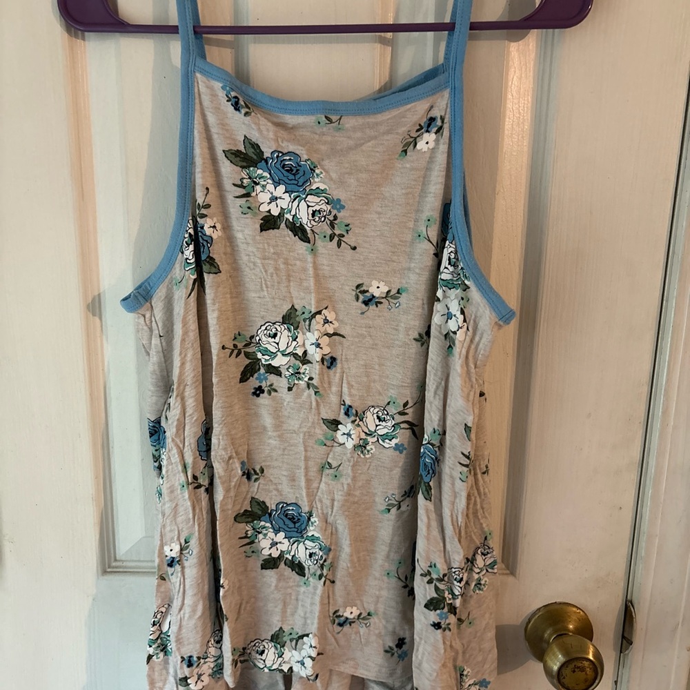 Justice Blue and White Floral Camisole